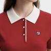 Fila Heritage Vintage Casual Versatile Fashion Woven Polo Knit Sweater Women Tops Red F11W628411FRD