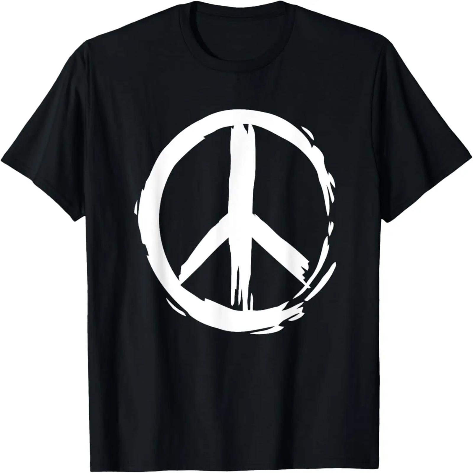 

Painted Peace Symbol T-shirt Happy Women Men Tee Shirts T-Shirt XXXXXL