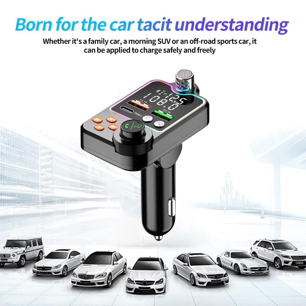 Q15 Bluetooth Car FM Transmitter: Hands-Free MP3 Player with Dual USB Ports & PD 3.1A Charger.