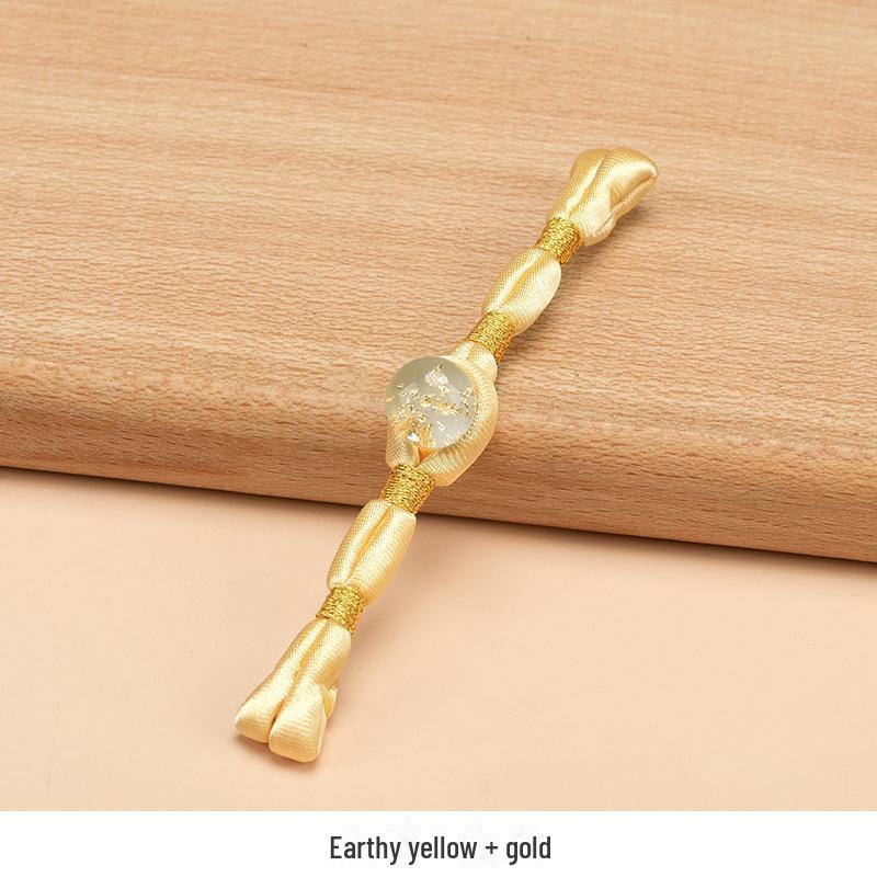 Hengmeihe Ręcznie Robiony Koralikowy Guzik Cheongsam ze Złotej Folii z Wykończeniem Złotą Nicią