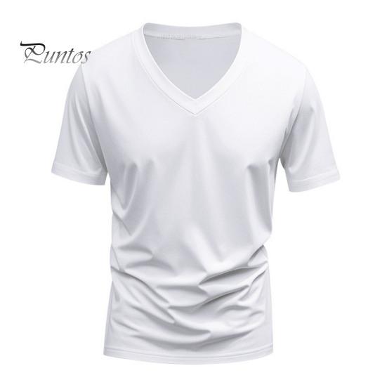 

Мужская летняя футболка с короткими рукавами и V-образным вырезом, однотонная, быстросохнущая, свободная, средней длины, топ для занятий спортом, офиса, свиданий L белый
