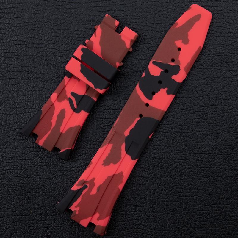 Transfer Camouflage Soft Quality Rubber Watchband For AP Strap 26mm Bracelet Fold Butterfly Buckle For 15500/15400/26331 Belt