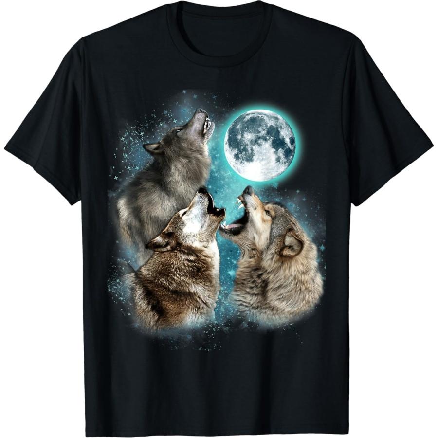 YYUUYUU 3 Wolf Moon Howling Wolf Head Funny Wolves for Men, Women T-Shirt
