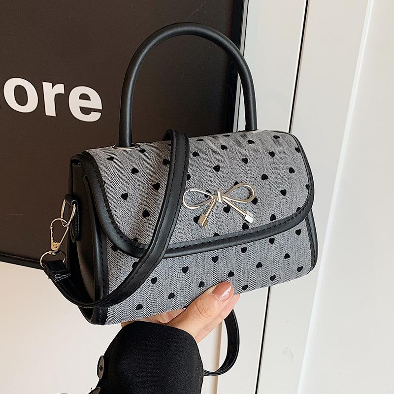 Niche Bow Bag Women'S Shoulder Messenger Bag Premium Polka Dot Portable Small Square Bag