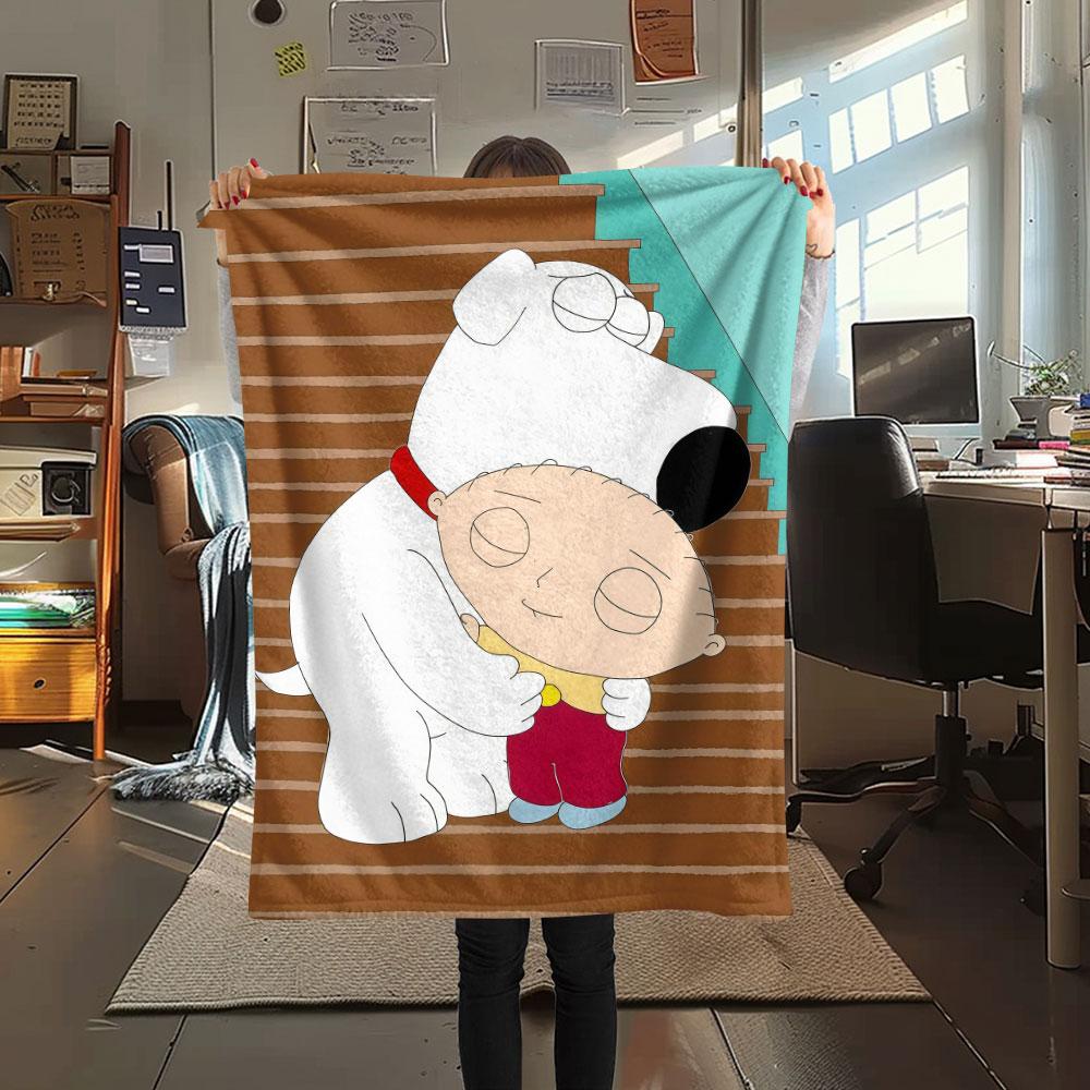 Brian Griffin Printed Flannel Blanket, soft throw for bedroom sofa, washable, fan merchandise, great gift.