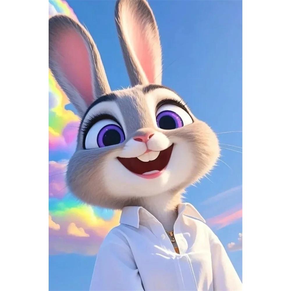 

Disney Diamond Painting Zootopia Themed Illustration DIY Kit Adult Arts and Crafts Home Decor and Gifts Round 20x30cm