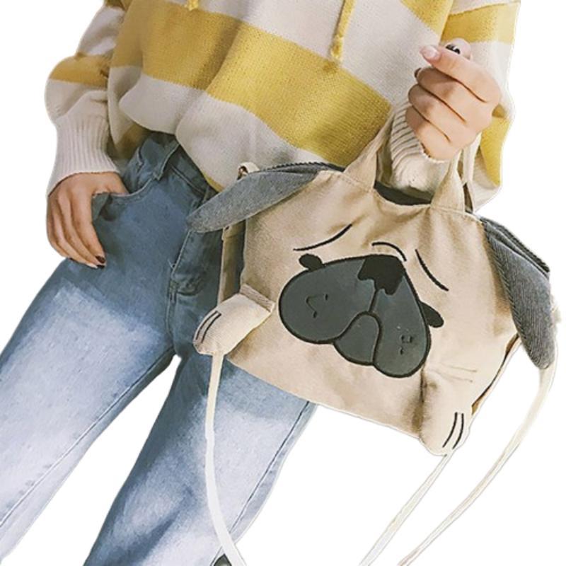 Cute And Funny Dog Shoulder Bag In Japanese Style Made Of Velvet Small Size