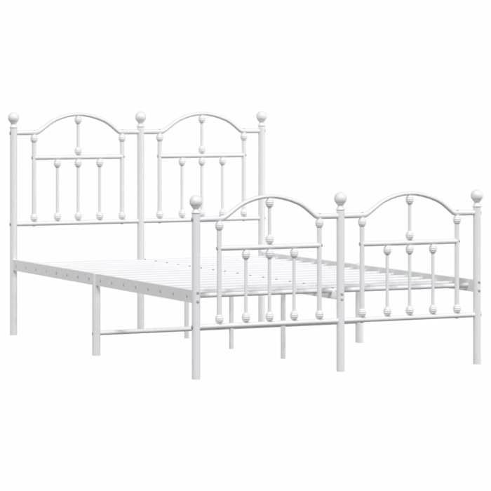 VidaXL Metal Bed Frame with Headboard-Footboard White 120x200cm 353504