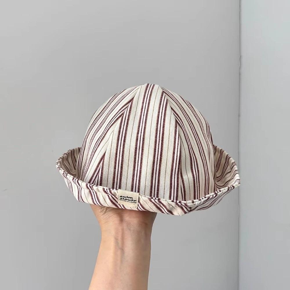 

Cotton Baby Bucket Hat Striped Pattern Infant Panama Bonnet Cute Toddler Fisherman Hat Kids Wear B