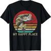 My Happy Place Is Bass Fishing Gifts for Fisherman Dads T-Shirt