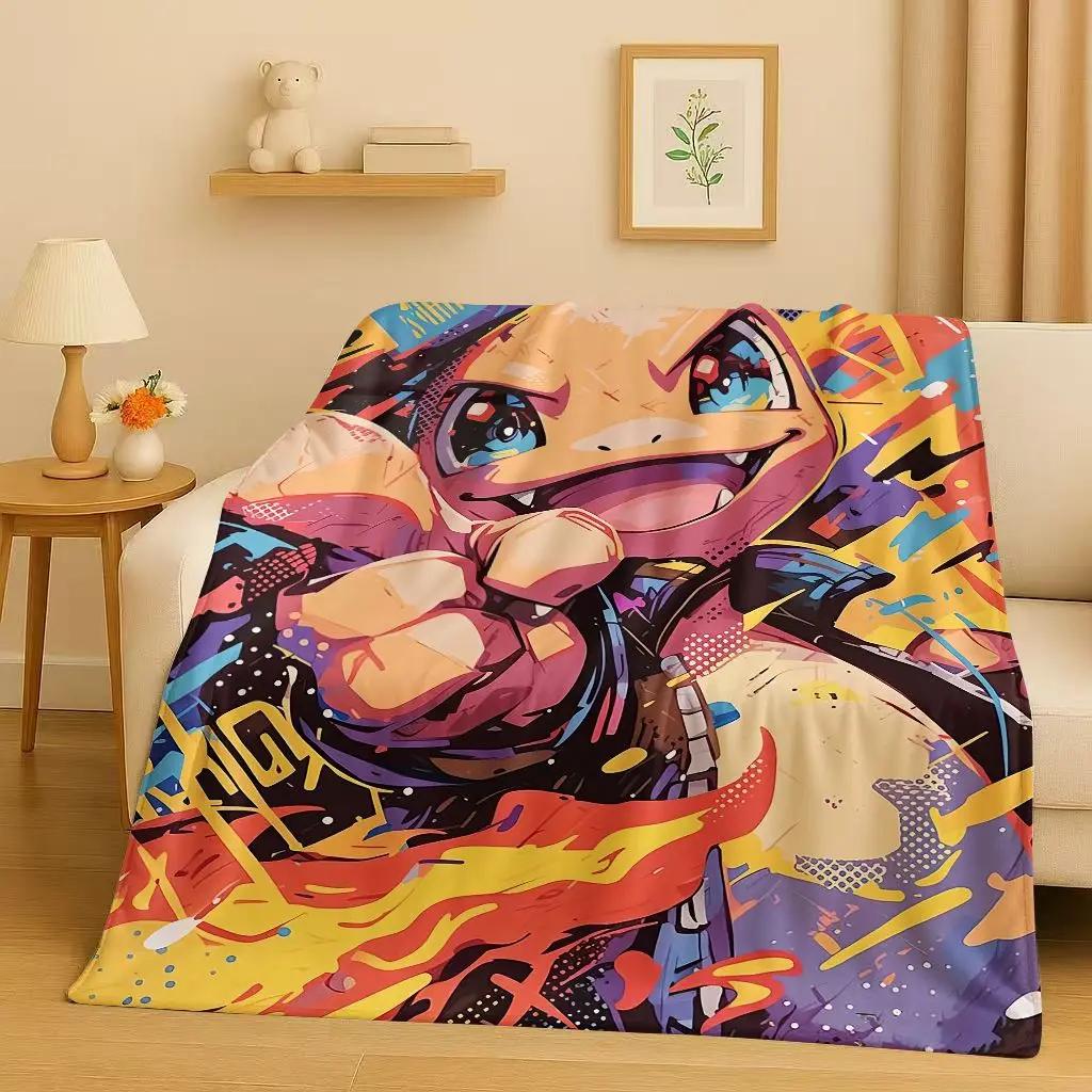 3D Charizard Pokemon Cartoon Christmas Gift Flannel Blanket,Ultra Soft Plush Throw for Home Bedroom Bed Sofa Cover Kids