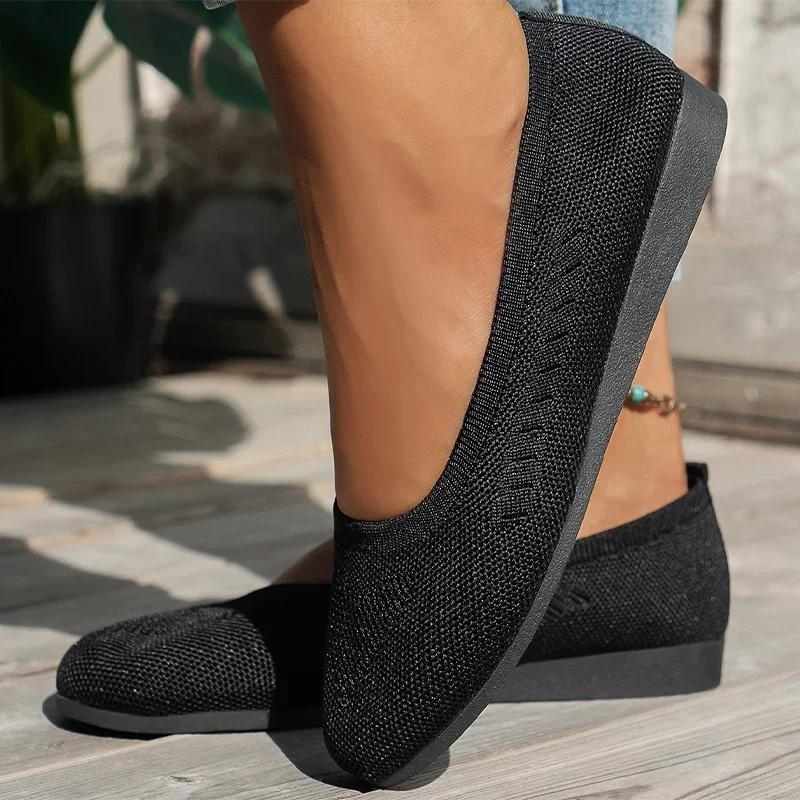Fashion Women Knitting Shallow Flats Loafers Shoes Autumn Fashion Sport Shoes 2024 New Running Casual Shoes Cozy Walking Mujer Zapatos