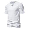 Pánské jednobarevné americké letní jednobarevné tričko Henley s polovičním rukávem - trendy sportovní oblečení pro volný čas