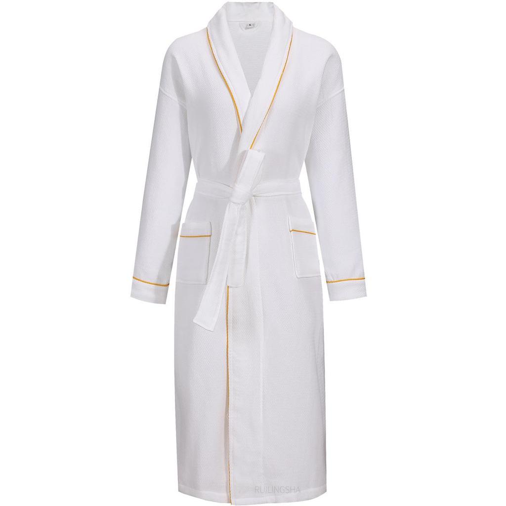 Luxury 5-Star Pure Cotton Bathrobe: Absorbent, Quick-Dry, Long Style for Men, Women, Couples, Suitable for All Seasons.