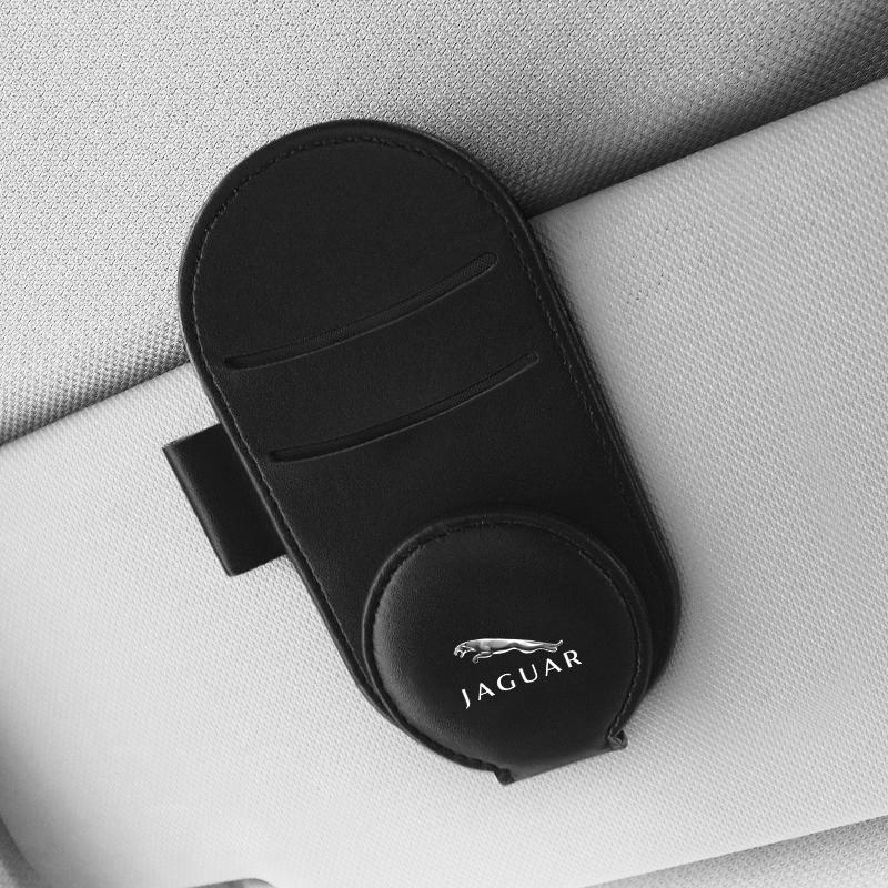 Leather Car Glasses Clip Sun Visor Multi-function Sunglasses Clip For Jaguar XF XE XJ F-Pace X-Type S-Type F-Type E-Pace I-PACE XK
