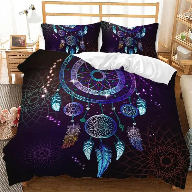 White Coloured Dreamcatcher Bedding Set For Girls Adults Ethnic Mandala Duvet Cover Bohemian Style Quilt Cover Dream Catcher