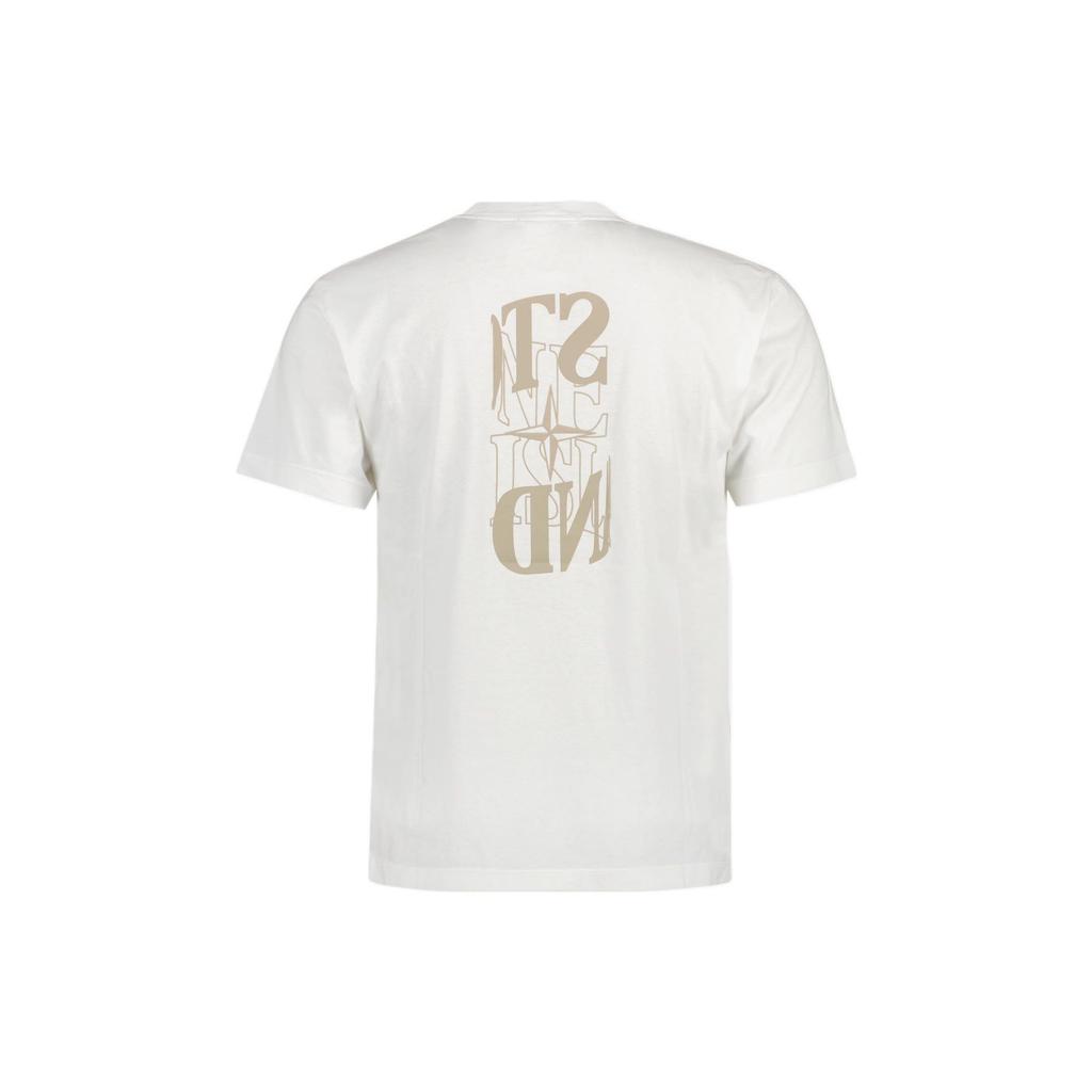 STONE ISLAND Ss23 Rückseite Buchstabendruck Rundhalsausschnitt Kurzarm Normales T-Shirt Herren Oberteile Weiß 78152NS87-V0001