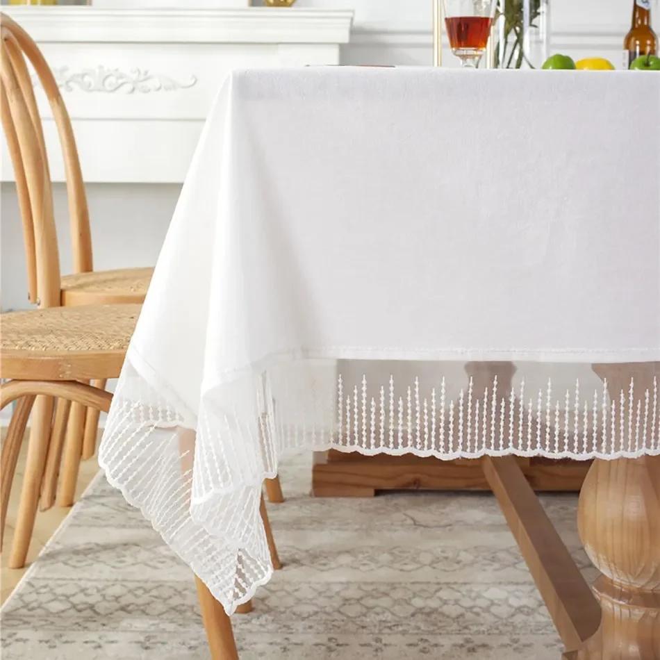

Tablecloth Rectangular Cotton White Coffee Table Lace Living Room Home Decor Table Cloth Wedding Decoration Table Cover Coat Mat (as the picture,90x90cm)