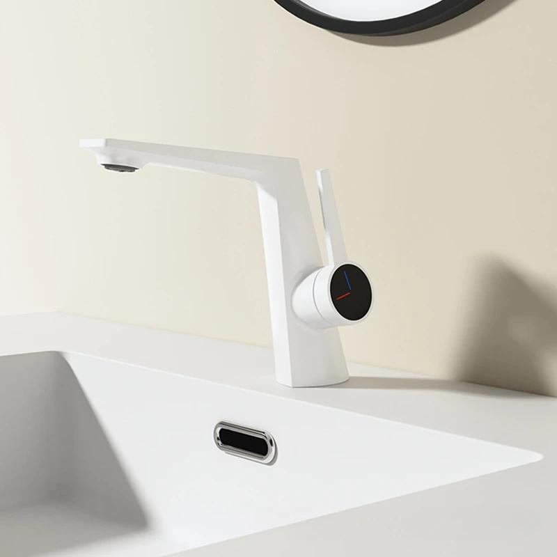 Gunmetal Brass Bathroom Basin Faucet Deck Mounted Hot And Cold Water Mixer Tap