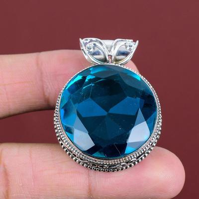 Faceted Indicolite Pendant Natural Gemstone Pendant Vintage Jewelry 925 Sterling Silver Pendant Handmade Amazing Pendant Anniversary Gifts