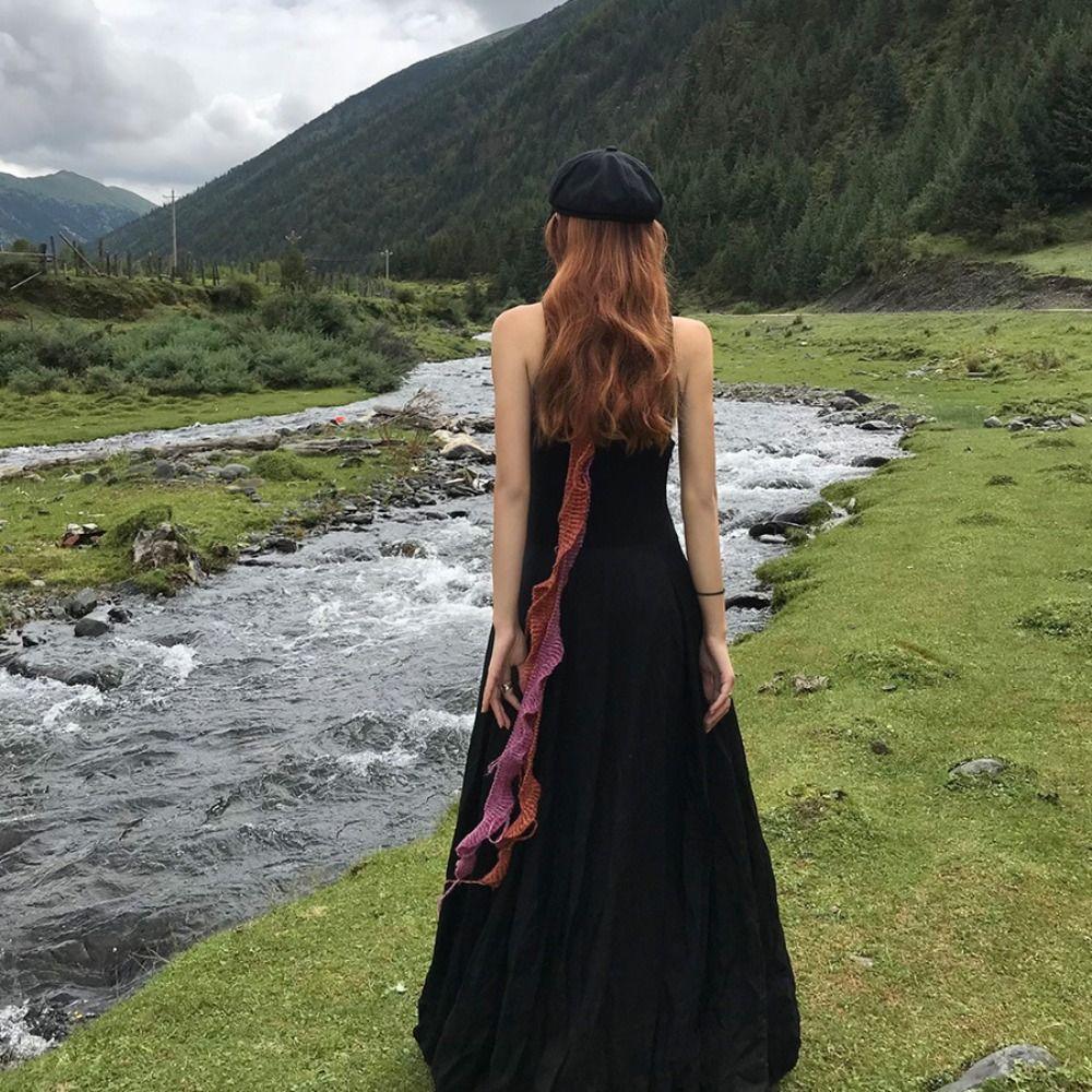 Solid Color Knitted Scarf Irregular Long Narrow Scarves All-match Ruffle Shawl  Streetwear