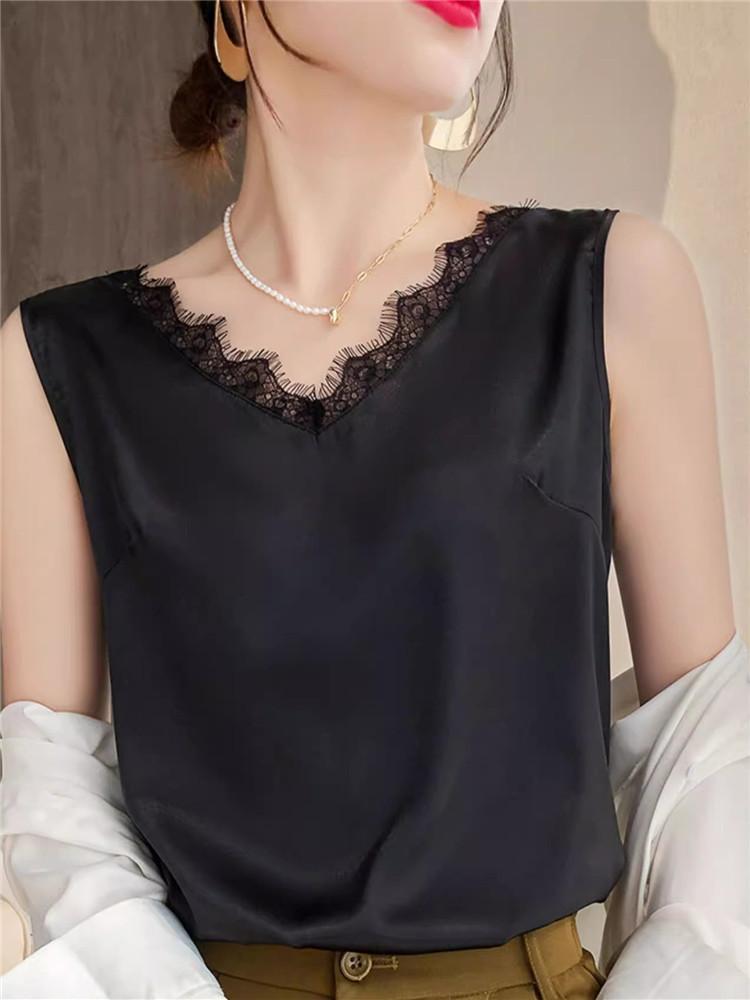 V-neck lace sling vest women's summer new versatile and thin foreign fashion versatile sleeveless bottoming top