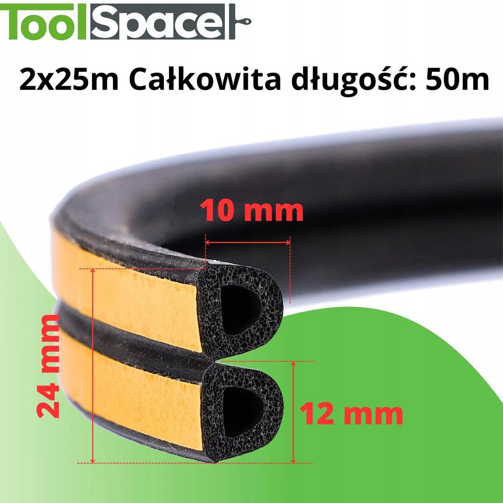 Uszczelka Garażowa D 12X10 Czarna 1M (2X0,5M)