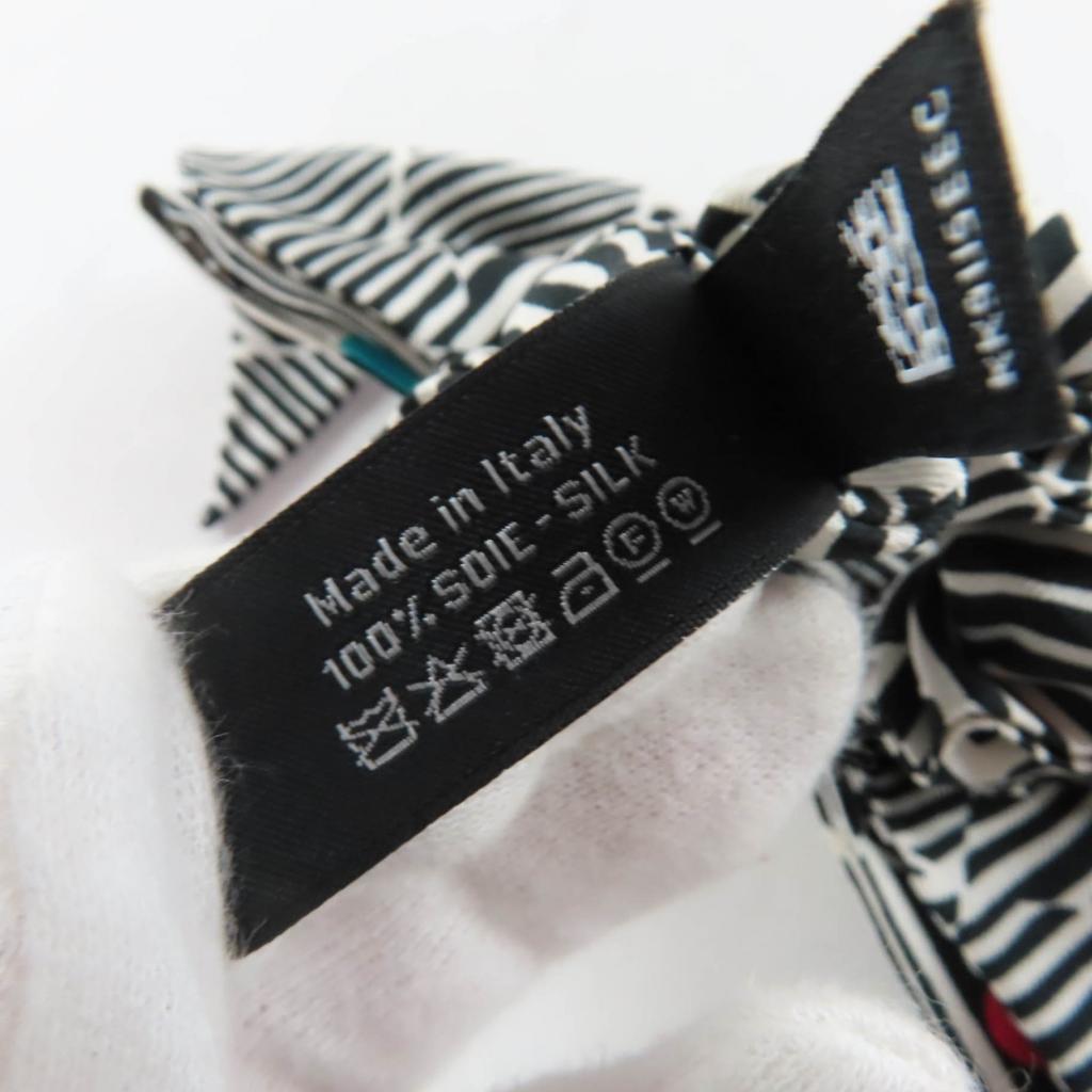 Excellent CHANEL COCO Mark Stripe Pattern Ribbon Scrunchie Multicolor silk Used