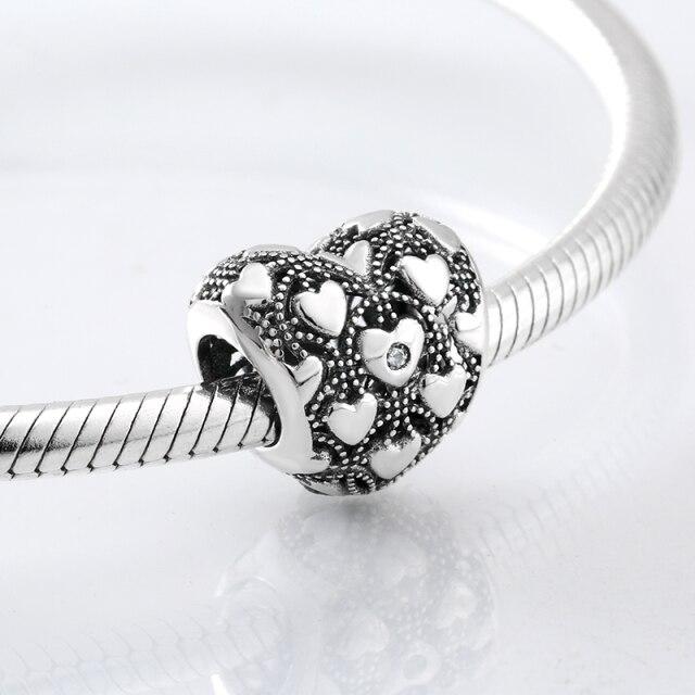 Perles fines en argent sterling 925 de forme ronde La famille est là où l'amour grandit Perles fines à faire soi-même adaptées aux bracelets à breloques originaux Fabrication de bijoux