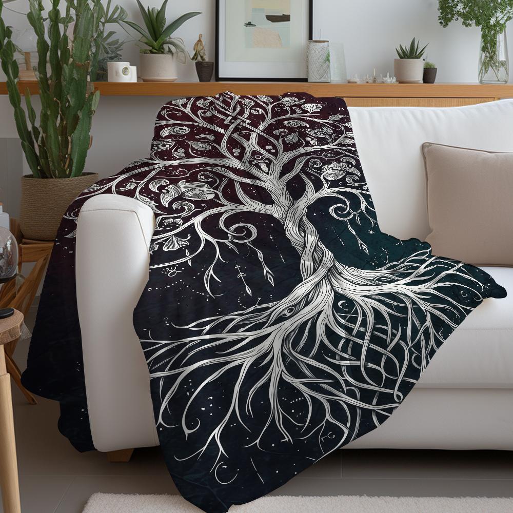 Yggdrasil Nature Tree Of Life Blanket Warm And Soft Suitable For Bedroom Living Room Sofa Bed Office Travel Camping