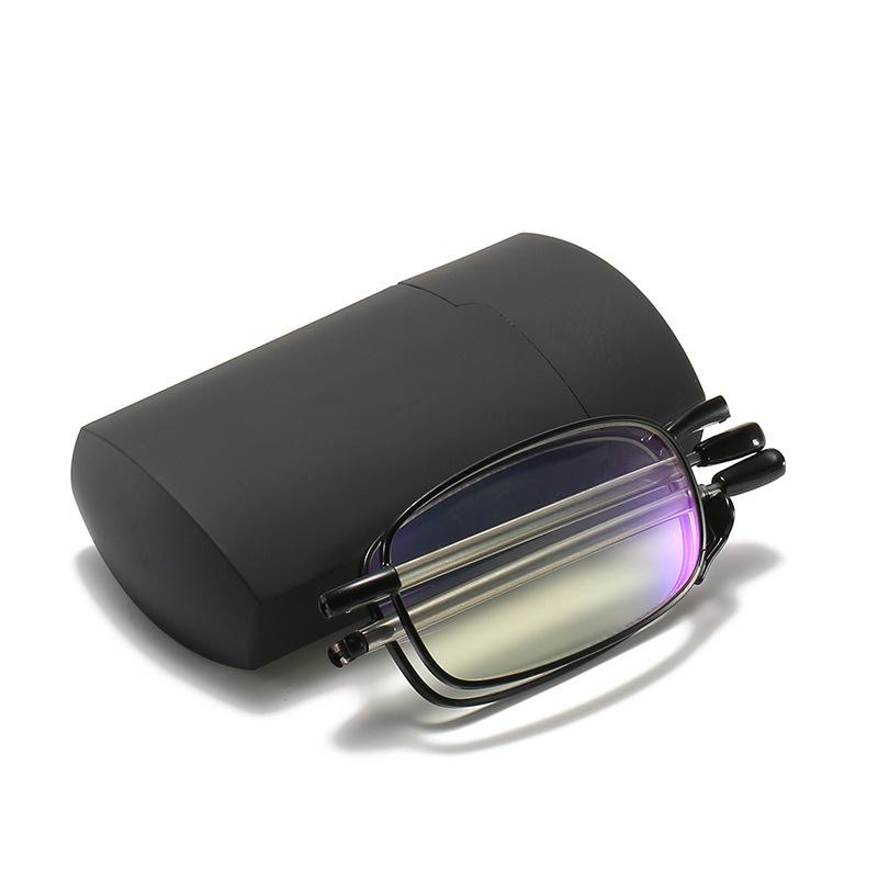 Faltbare Lesebrille Schwarzer Metallrahmen Teleskopisch Drehbar Presbyopie Brille Mit Etui +1.0 +1.5 +2.0