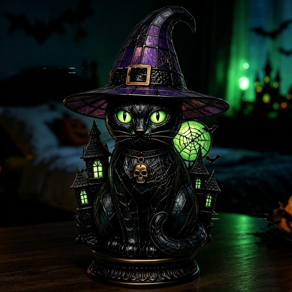 Domácí dekorace Halloweenská lampa Kočka Pták Klobouk čarodějnice Lampa Domácí ozdoby Stolní světla Noční stolek