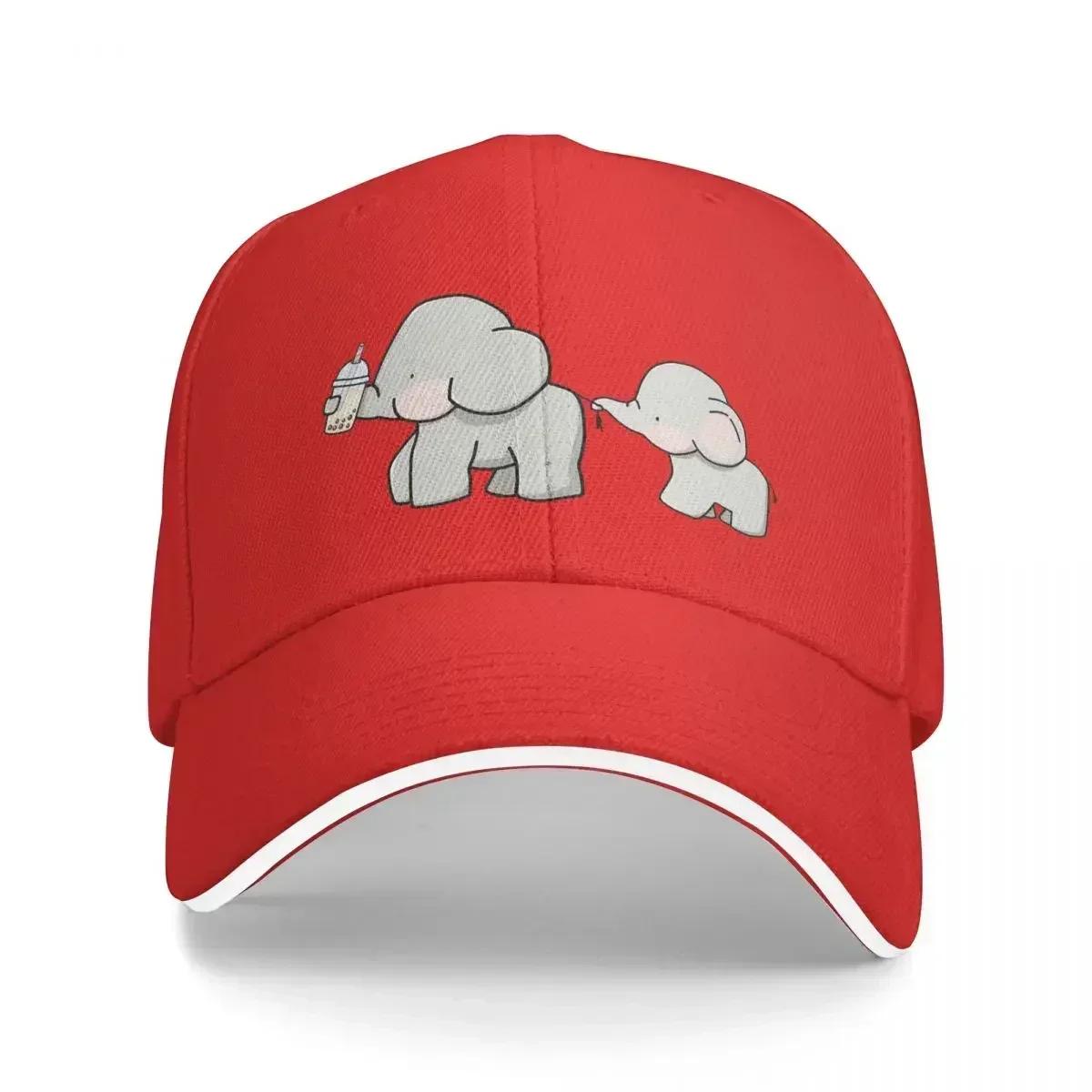 

Cute Little Elephants Love Boba Baseball Caps Snapback Fashion Baseball Hats Breathable Casual Outdoor For Unisexs And Womens One Size