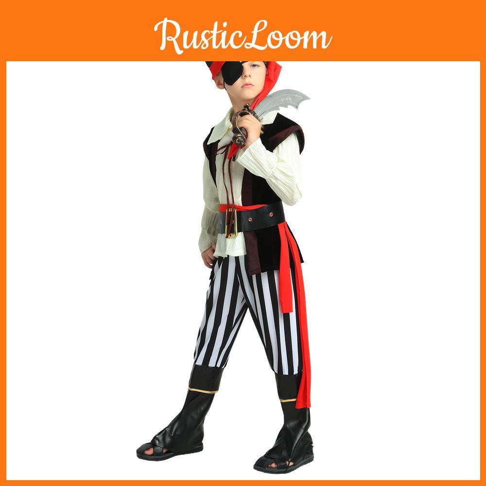 Impressive Caribbean Pirate Outfit For Boys Made From High-quality Polyester Fabric