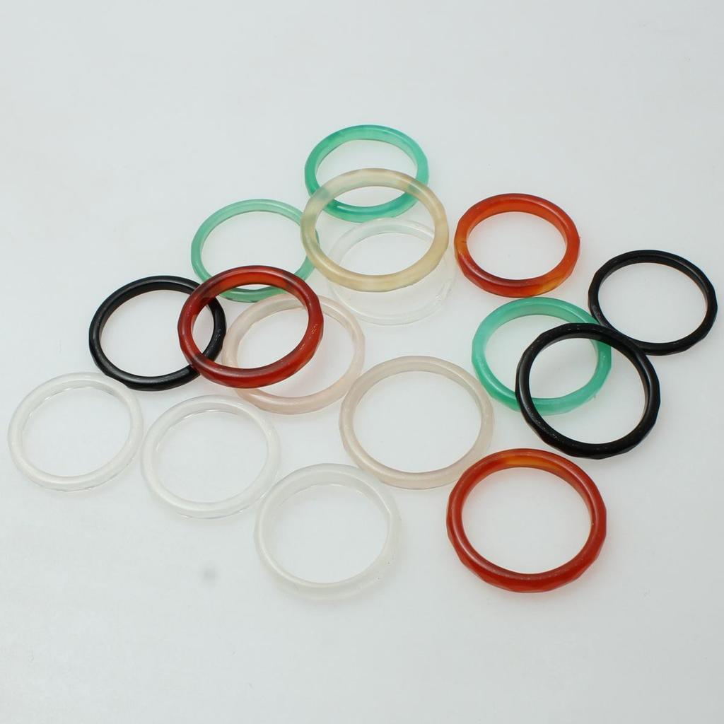 Unisex Brazilian Agate Jade Chalcedony Running Ring Band (18-20MM) - Couple's Finger Accessory.