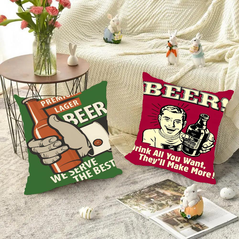 Beer Cigarette Coffee Pillow Case Square Pillow Bedroom Sofa Leisure Comfort Cushion Car Living Room Home Decoration