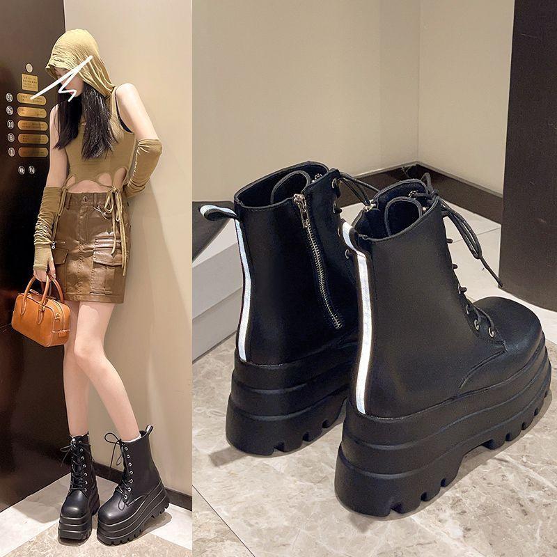 Single boots cos heightening shoes waterproof muffin shoes comic show Martin boots subculture short boots goth punk platform 2024