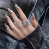 Snake And Butterfly Design Copper Ring Unique Geometric Shape Adjustable Hand Jewelry