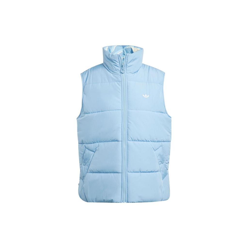 Adidas Originals Reversible Vest Solid Color Logo Stand Collar Zipper Double-Sided Vest Women Vests Sky-Blue IJ8186