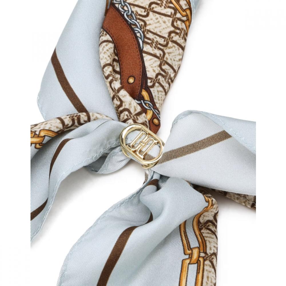 Daks Silk 100 Blue Dd Logo Triangle Scarf Ring Set Dcsc6f392b2