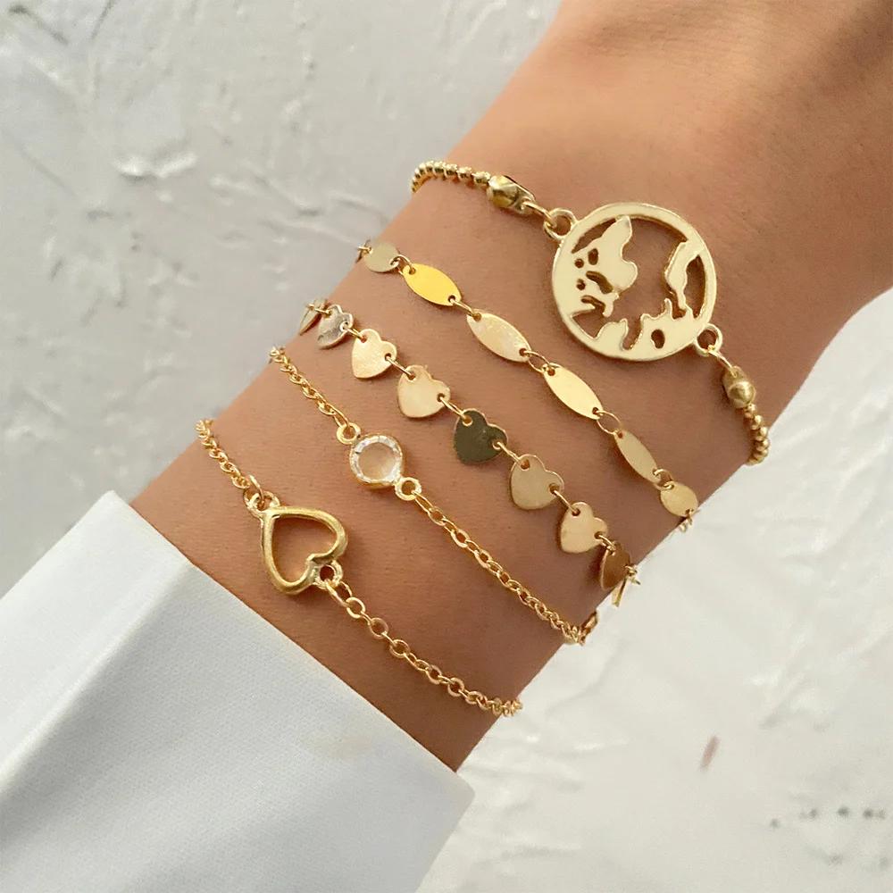 3PCS Fashion Thick Chain Link Bracelets for Women Vintage Snake Chain Gold Color Silver Color Bangles Bracelets Set Punk Jewelry
