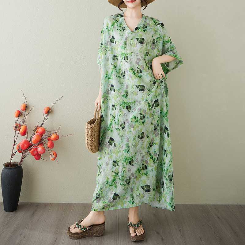 

Colorful Travel Retro Long Skirt Cotton Linen Dress One size