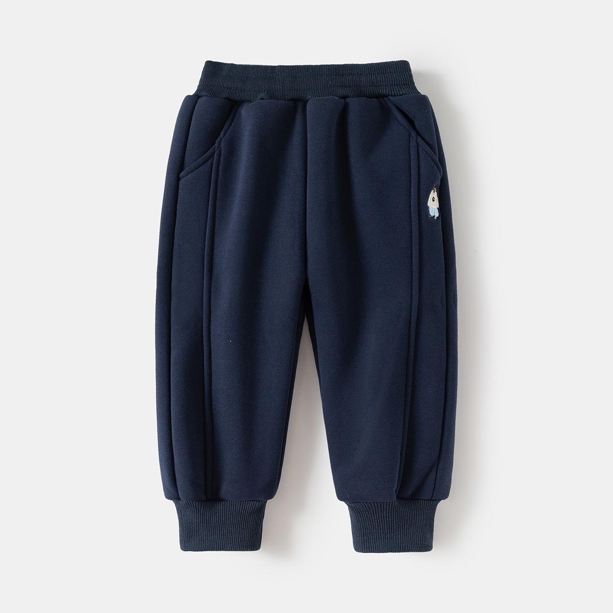 Boys thickened sweatpants autumn long pants autumn and winter new children s clothing children s baby children s fleece sweatpants 90cm темно-синий