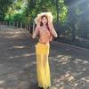 Chic Floral Strapless Top & Mesh Skirt Set - Summer Vacation Style for Women