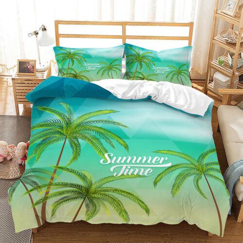Beach Vacation Coconut Tree Print Duvet Cover Quilt Cover Pillowcase Bedding Set