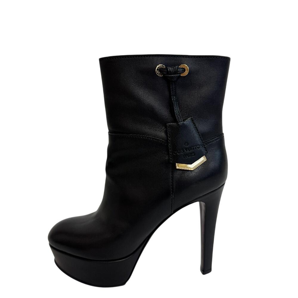 LOUIS VUITTON Short stiletto heels leather boots black leather Used