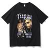 Rapper Tupac 2pac T-shirt Harajuku Hip Hop T-shirt Y2K oblečení Nadměrné pánské tričko Street oblečení Topy Casual Dámské bavlněné tričko