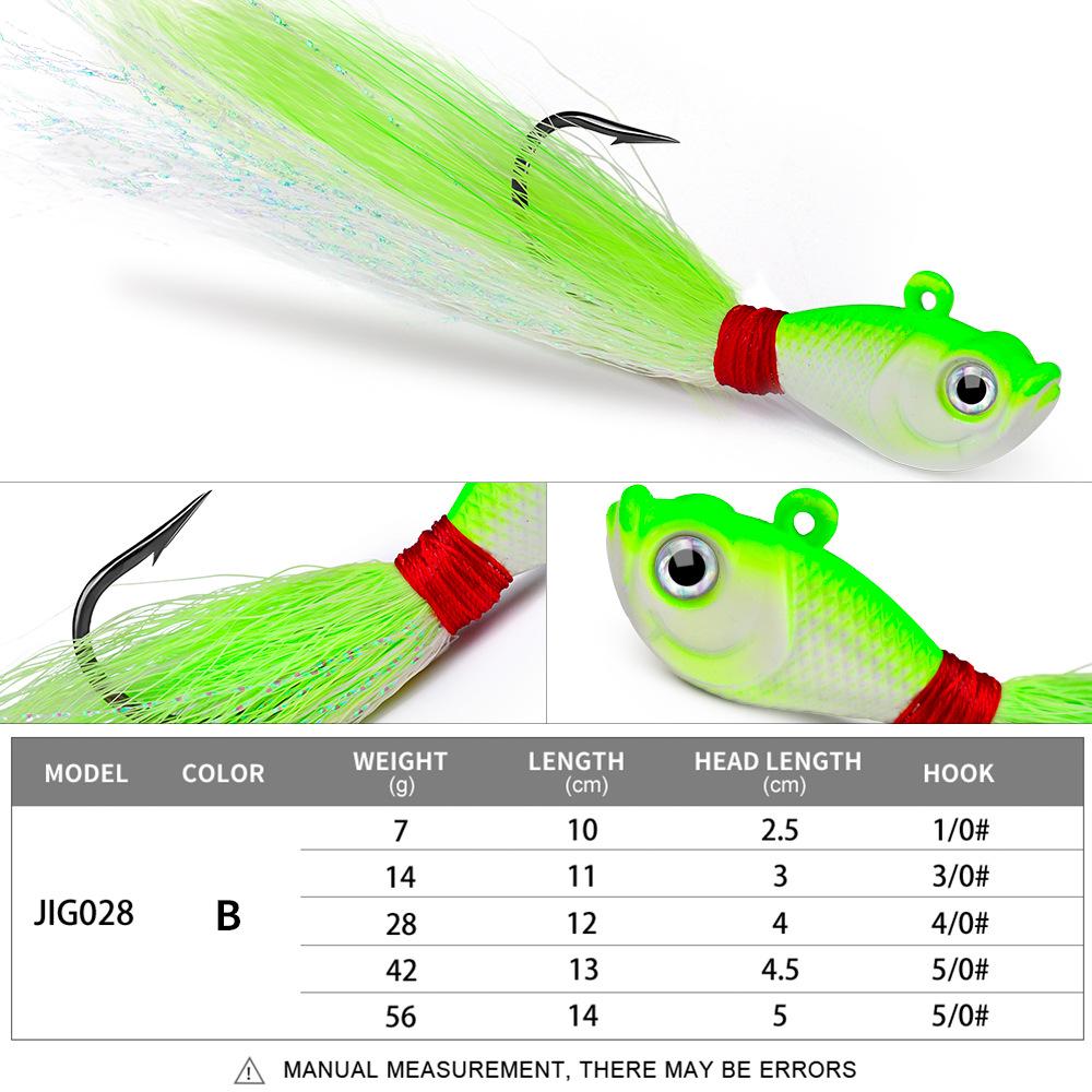 VIB Metal Jig Sinking Lure with Feather Hair Hook