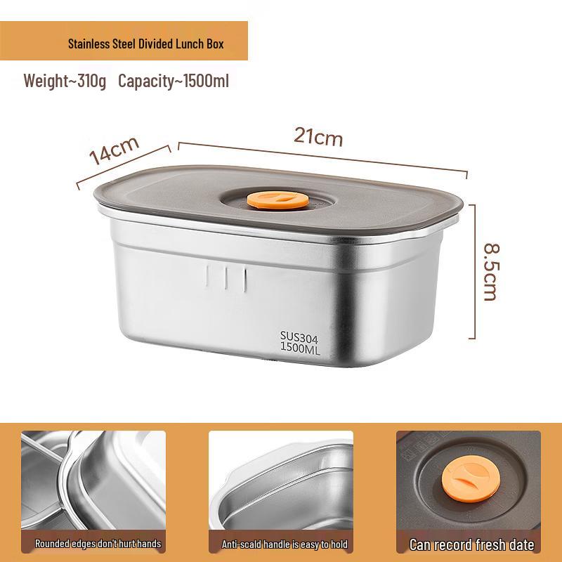 

ZISIZ 304 Stainless Steel 2-Compartment Food Storage Container
