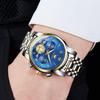 OLEVS Men's Stylish Chronograph Watch, Popular Brand for Business, Large, Easy-to-Read Analog, Waterproof Quartz Wristwatch, Black (Blue)